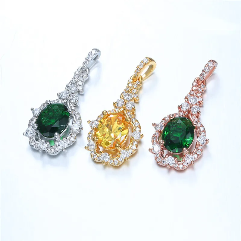 Vintage Necklace Pendants For Women S925 Sterling Silver Luxury Oval Emerald Fine Jewelry Multicolor Bijoux Femme | Украшения и