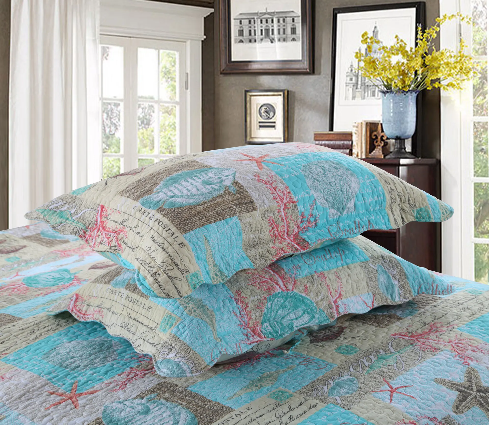 Ultra Soft Coral Ocean Bedspread Quilt Set Turtle Fish Seashells Beach Theme Print Quilt Set Comforter Set(1 Quilt and 2 Shams)
Ultra Soft Coral Ocean Bedspread Quilt Set Turtle Fish Seashells Beach Theme Print Quilt Set Comforter Set(1 Quilt and 2 Shams)