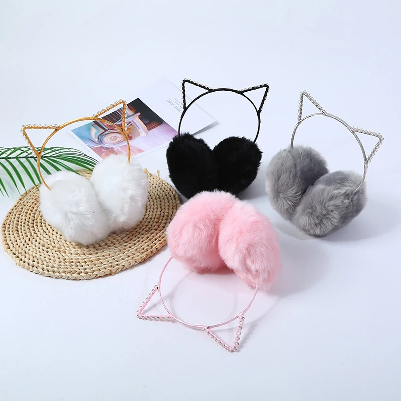 Меховые наушники кошачьи уши Boucle D'oreille Femme 2019 зимние детские плюшевые