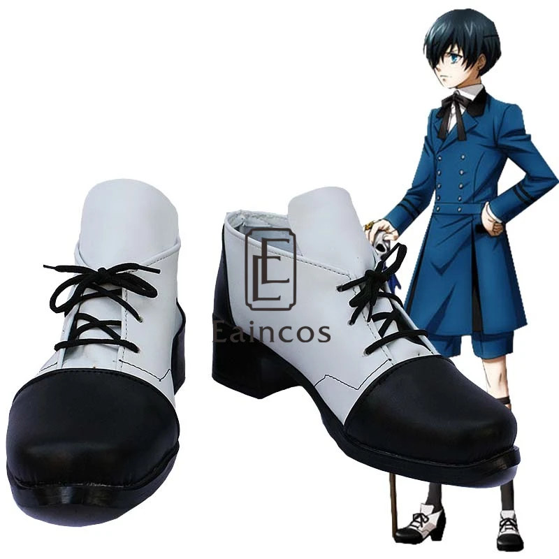 Черно белые ботинки для костюмированной вечеринки на Хэллоуин|ciel phantomhive cosplay