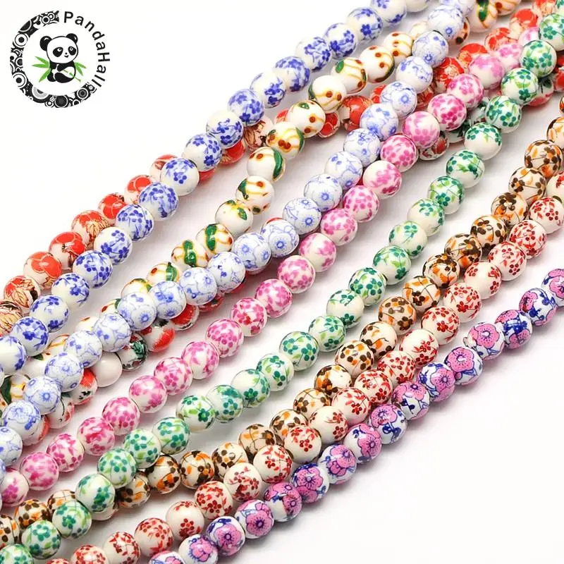 Beads Jewelry Handmade Flower Printed Porcelain Ceramic Round Bead Strands Mixed Color, 6mm, Hole: 2mm; about 62pcs/strand F70
Beads Jewelry Handmade Flower Printed Porcelain Ceramic Round Bead Strands Mixed Color, 6mm, Hole: 2mm; about 62pcs/strand F70