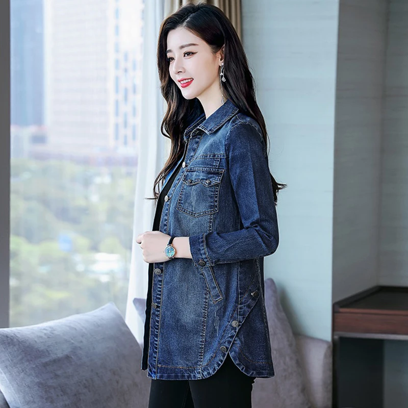 Женская джинсовая куртка сезон весна-осень 2019 модная повседневная Облегающая