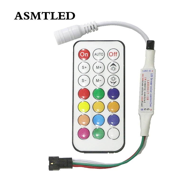 Dream Color IR LED Pixel RGB Controller with 21Key Remote for 5V WS2812B SK6812 12V WS2811 UCS1903 SM16703 Full Color LED Strip
Dream Color IR LED Pixel RGB Controller with 21Key Remote for 5V WS2812B SK6812 12V WS2811 UCS1903 SM16703 Full Color LED Strip