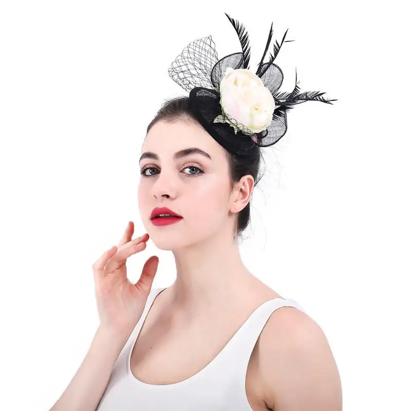 Europe America Handmade Flax Mesh Small Hat Black Feather White Big Flower Hair Accessories Elegent Fashion Small Headpiece
Europe America Handmade Flax Mesh Small Hat Black Feather White Big Flower Hair Accessories Elegent Fashion Small Headpiece