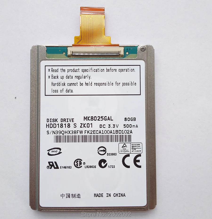 new MK8025gal 1.8-inch Hard disk and hard disk cable interface ce ZIF 80Gb for LAPTOP sony hdd camera REPLACE MK4009GAl hs082hb
new MK8025gal 1.8-inch Hard disk and hard disk cable interface ce ZIF 80Gb for LAPTOP sony hdd camera REPLACE MK4009GAl hs082hb