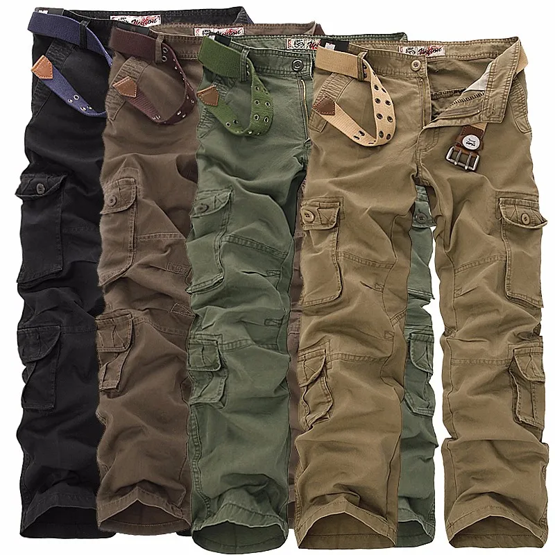 2018 мужские брюки карго в стиле милитари мешковатые хлопковые со множеством