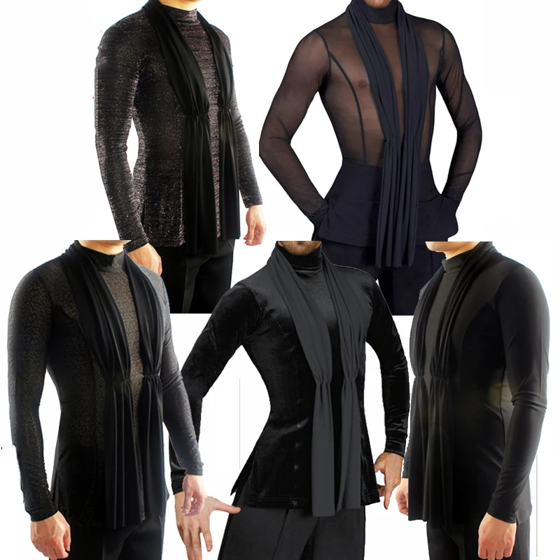 2019 Latin Shirts Men Costume Black Gauze Long Sleeve High Collar Adult Male Professional Black Dance Costumes Latin Wear VDB620
2019 Latin Shirts Men Costume Black Gauze Long Sleeve High Collar Adult Male Professional Black Dance Costumes Latin Wear VDB620