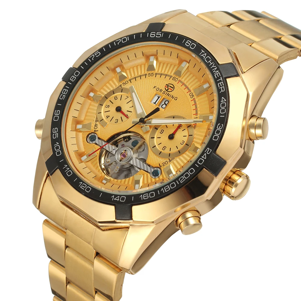 Forsining Brand Business Men's Watch Gold Full Stainless Steel Automatic Mechanical Toubilion Wrist Watches Relogio Masculino
Forsining Brand Business Men's Watch Gold Full Stainless Steel Automatic Mechanical Toubilion Wrist Watches Relogio Masculino