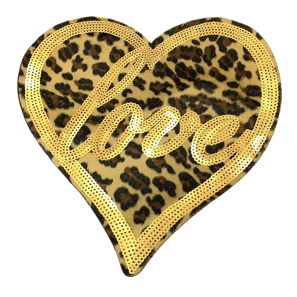 2pc Sequin Beaded Heart Patch Leopard Embroidered Applique Patches Sew On Patches For Clothing Parches 28x27cm AC1355
2pc Sequin Beaded Heart Patch Leopard Embroidered Applique Patches Sew On Patches For Clothing Parches 28x27cm AC1355