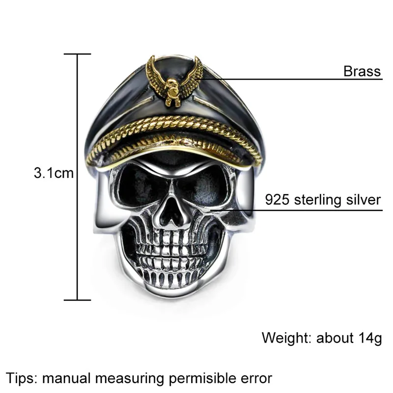 V.YA Adjustable 925 Sterling Silver Skull Rings for Men Male World War II Soldier Thai Silver Ring Jewelry Anillos XYR024
V.YA Adjustable 925 Sterling Silver Skull Rings for Men Male World War II Soldier Thai Silver Ring Jewelry Anillos XYR024