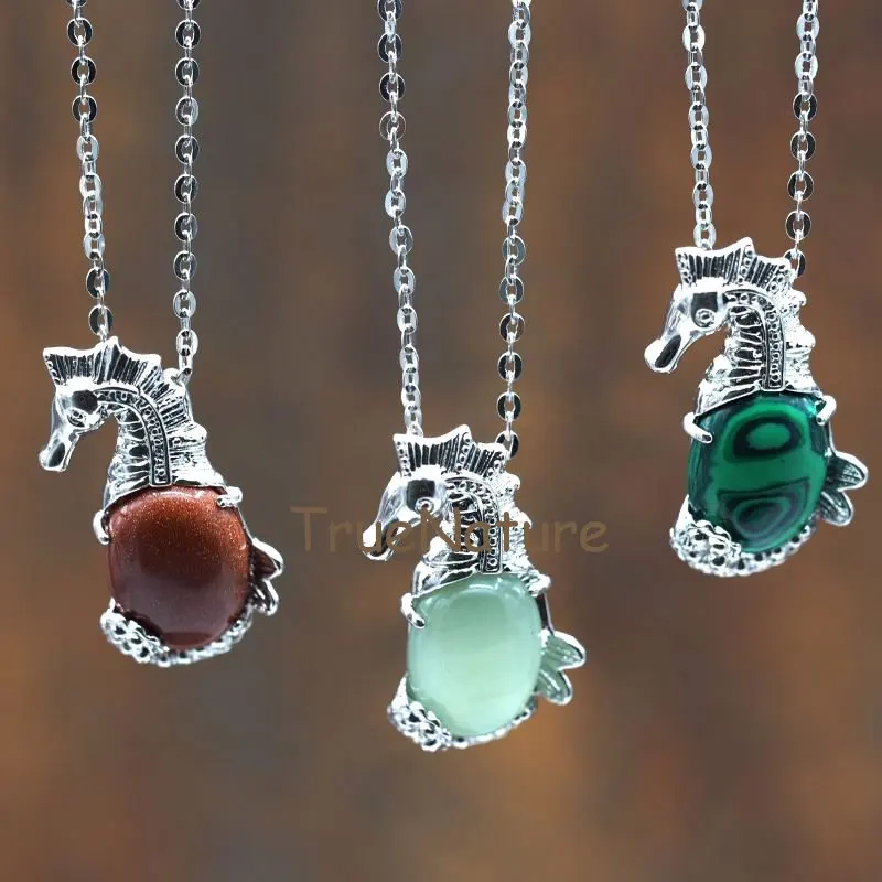 Cute Silver Seahorse Charm Necklace Silver Chain Goldsand/ Aventurines Stone Jewelry Necklace Oval Seahorse In 18 Inch NM7839
Cute Silver Seahorse Charm Necklace Silver Chain Goldsand/ Aventurines Stone Jewelry Necklace Oval Seahorse In 18 Inch NM7839
