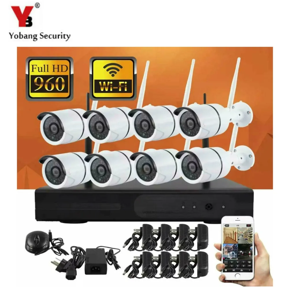 Yobangбезопасности 1.3MP CCTV система наблюдения 960 P 8ch HD беспроводной Wifi NVR комплект с