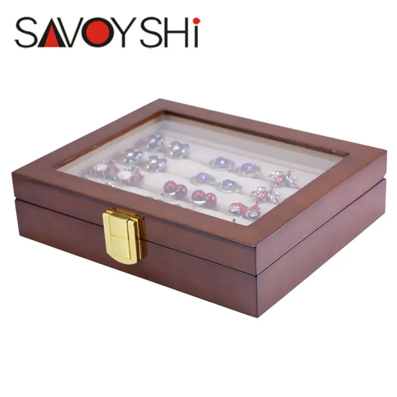 SAVOYSHI Jewelry Luxury Glass Box Storage 12pairs Capacity ring box High Quality Painted Wooden Box Authentic size 185*150*46mm
SAVOYSHI Jewelry Luxury Glass Box Storage 12pairs Capacity ring box High Quality Painted Wooden Box Authentic size 185*150*46mm