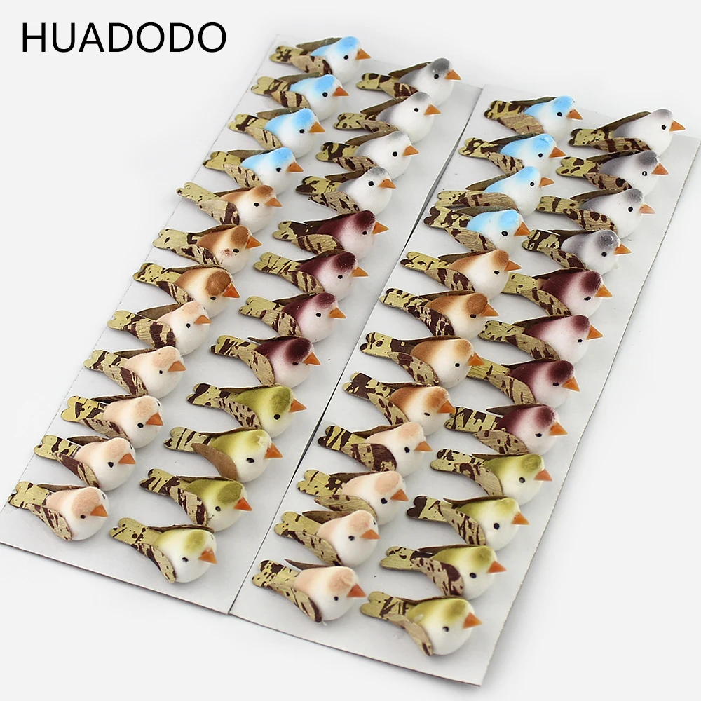 HUADODO 24 шт. мини красочные пенные Искусственные Птицы ручная работа для дома