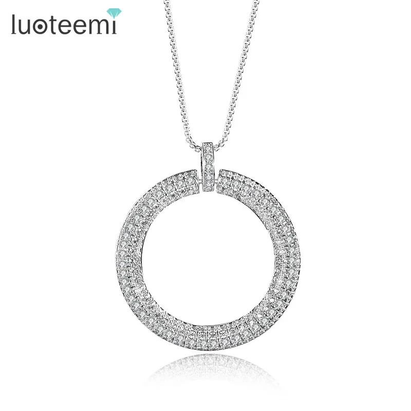 LUOTEEMI Wholesale Sweater Necklace White Gold-Color Clear Cubic Zircon Micro Paved Big Circle Pendant Long Necklace for Women
LUOTEEMI Wholesale Sweater Necklace White Gold-Color Clear Cubic Zircon Micro Paved Big Circle Pendant Long Necklace for Women