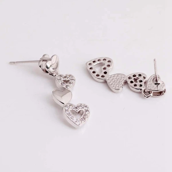 Heart Studs Silver Plated Jewelry Cubic Zirconia Earrings Cheap Fashion Earing for Women Earings 2015 Wedding Gift | Украшения и