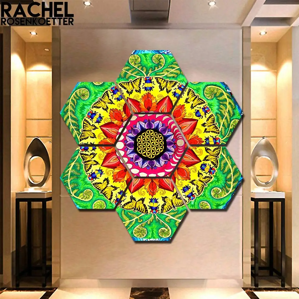 Samsara Mandala Rectangle Print by Rachel Rosenkoetter 7 pieces hexagon Flower painting Wall Art Picture colorful painting
Samsara Mandala Rectangle Print by Rachel Rosenkoetter 7 pieces hexagon Flower painting Wall Art Picture colorful painting
