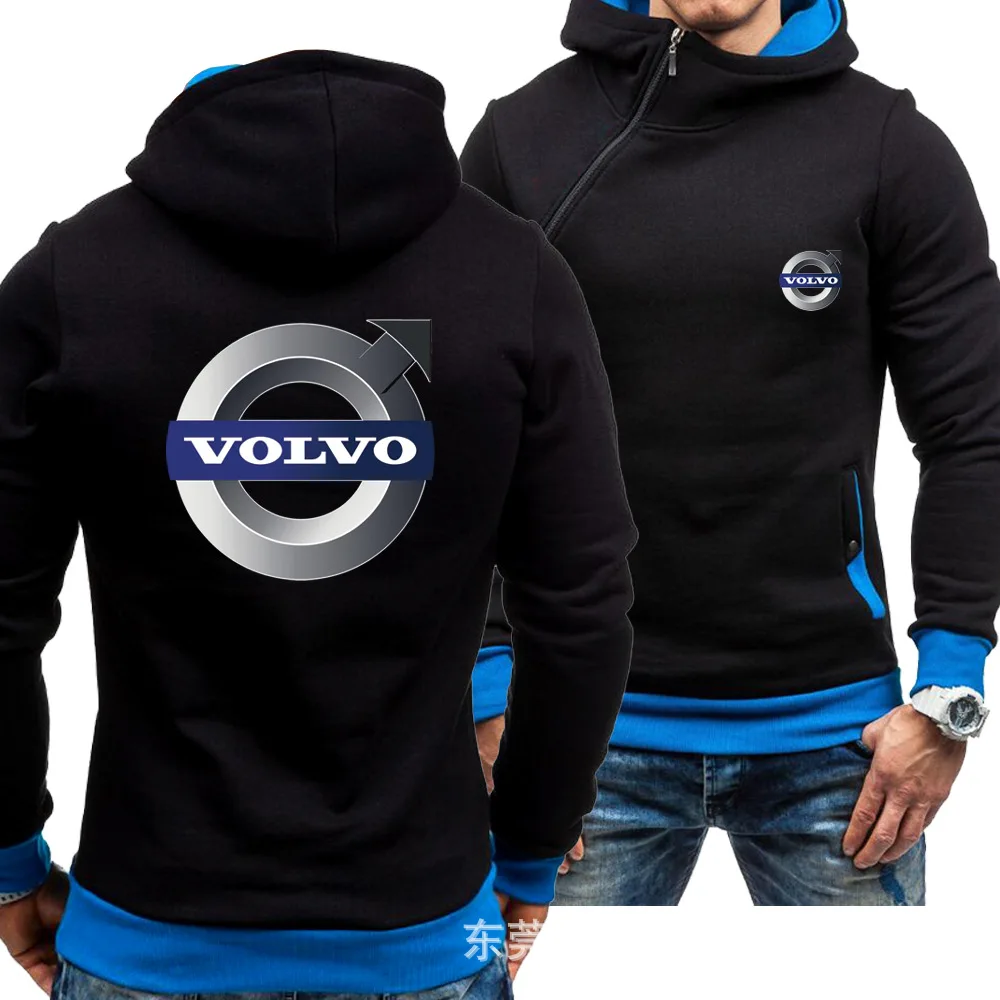 Осень Зима для мужчин косая молния толстовки Мода Volvo толстовка одежда и женщин