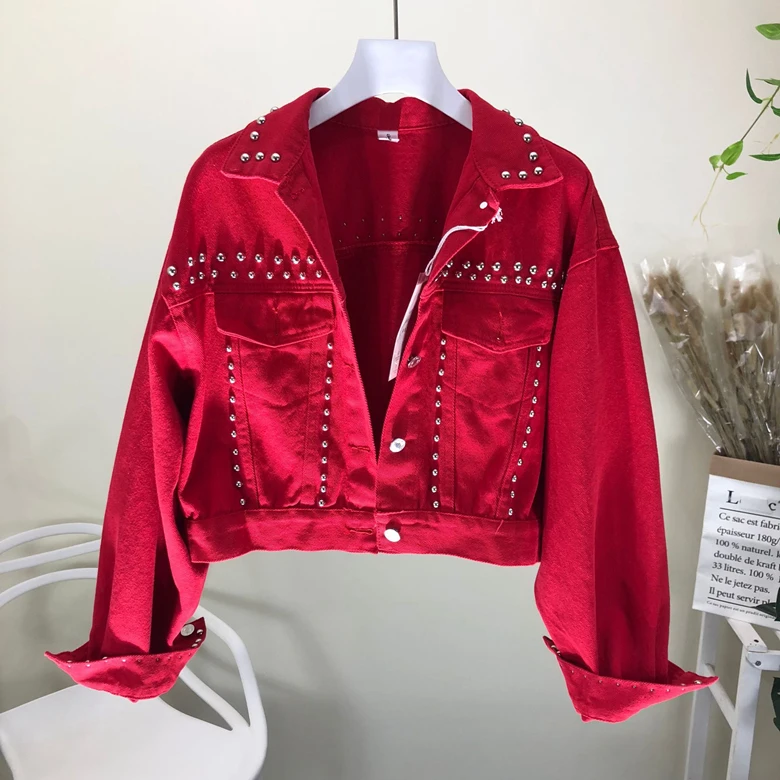 New heavy nailing fashionable rivets brief paragraph cultivate morality show thin jacket women long sleeve jean jacket
New heavy nailing fashionable rivets brief paragraph cultivate morality show thin jacket women long sleeve jean jacket