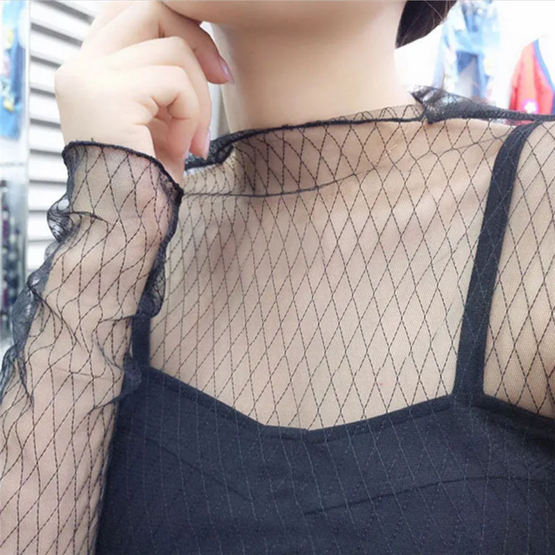 Женская прозрачная блузка с длинным рукавом, черная блузка из прозрачной сетчатой ткани в Европейском стиле, лето 2019
Женская прозрачная блузка с длинным рукавом, черная блузка из прозрачной сетчатой ткани в Европейском стиле, лето 2019