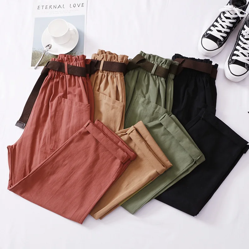 Ankle Length Pants Women 2019 Summer New Solid High Elastic Cargo Trousers with Pocket and Sashes Fashion High Waist Pants
Ankle Length Pants Women 2019 Summer New Solid High Elastic Cargo Trousers with Pocket and Sashes Fashion High Waist Pants