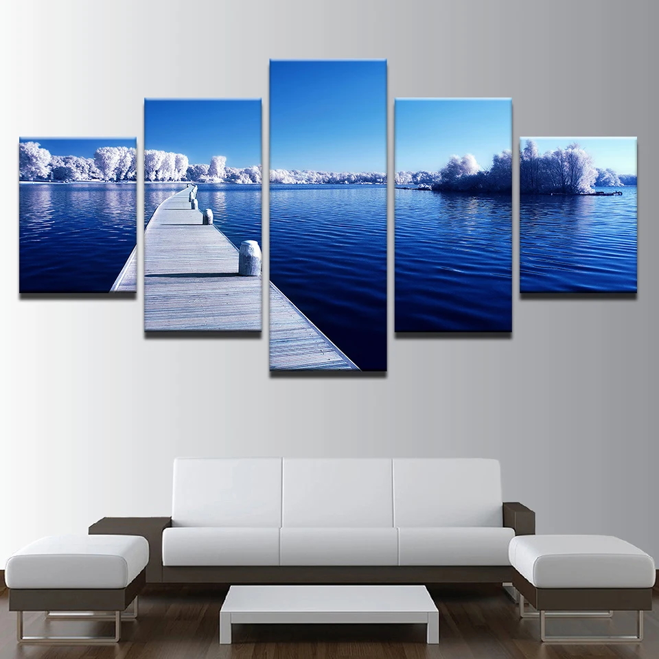 Canvas Home Decor Wall Art Pictures 5 Pieces Snow Trees Forest Long Bridge Painting Living Room HD Prints Blue Ocean Lake Poster
Canvas Home Decor Wall Art Pictures 5 Pieces Snow Trees Forest Long Bridge Painting Living Room HD Prints Blue Ocean Lake Poster