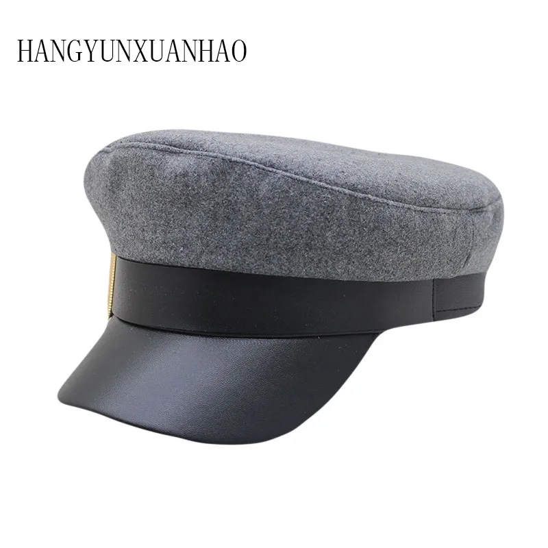 Military Hat Caps Beret Winter Hats For Women Men Pu Leather Brim Wool Knitted Cap Black Bone Female Vintage Gorra Militar
Military Hat Caps Beret Winter Hats For Women Men Pu Leather Brim Wool Knitted Cap Black Bone Female Vintage Gorra Militar