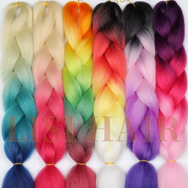 LISI HAIR Омбре Джамбо синтетические плетеные волосы кроше светлые розовые синие