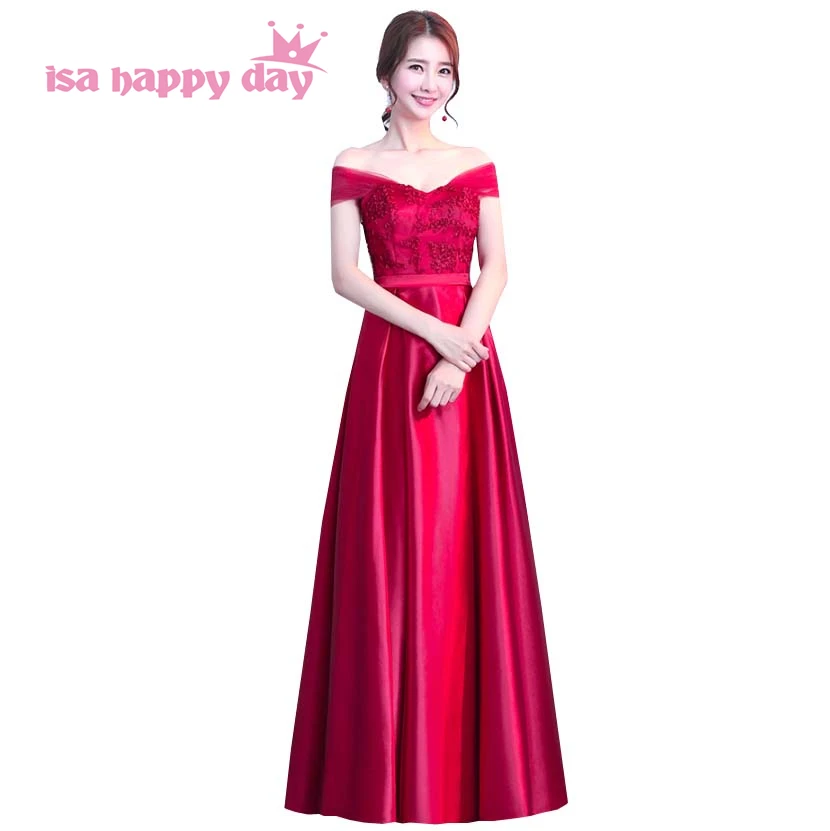 boat neck bridal vintage burgundy color bridesmaid dresses floor length satin formal gown formall dress size for princess H4182
boat neck bridal vintage burgundy color bridesmaid dresses floor length satin formal gown formall dress size for princess H4182