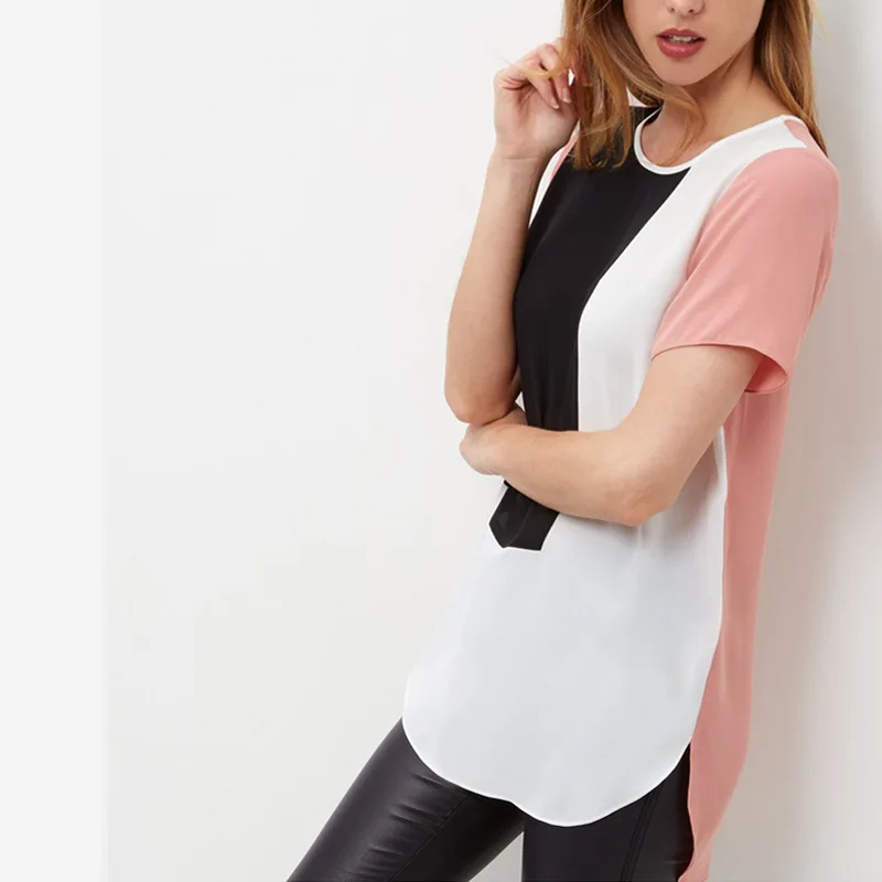 Summer Fashion Boutique Women's New Round Neck Chiffon Stitching Short-sleeved Long Irregular T-shirt Slim Wild Simple Sweet
Summer Fashion Boutique Women's New Round Neck Chiffon Stitching Short-sleeved Long Irregular T-shirt Slim Wild Simple Sweet