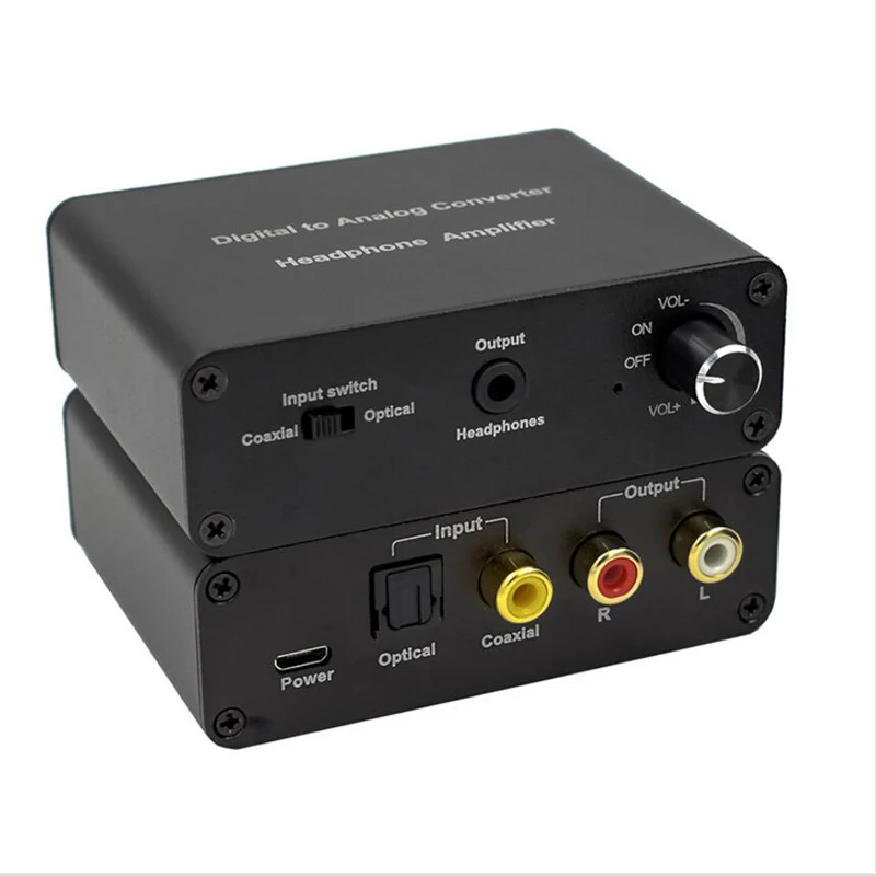 Digital to analog audio converter with coaixal spdif/toslink headphone&volume controlo PCM audio to L/R RCA audio converter
Digital to analog audio converter with coaixal spdif/toslink headphone&volume controlo PCM audio to L/R RCA audio converter