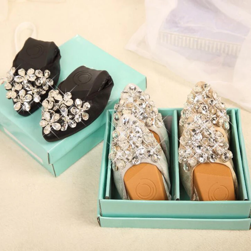 Plus Size 45 Rhinestone Shoes Women Ballet Flats Pointed Toe Slip On Casual Spring Dancing Egg Roll Nurse | Обувь