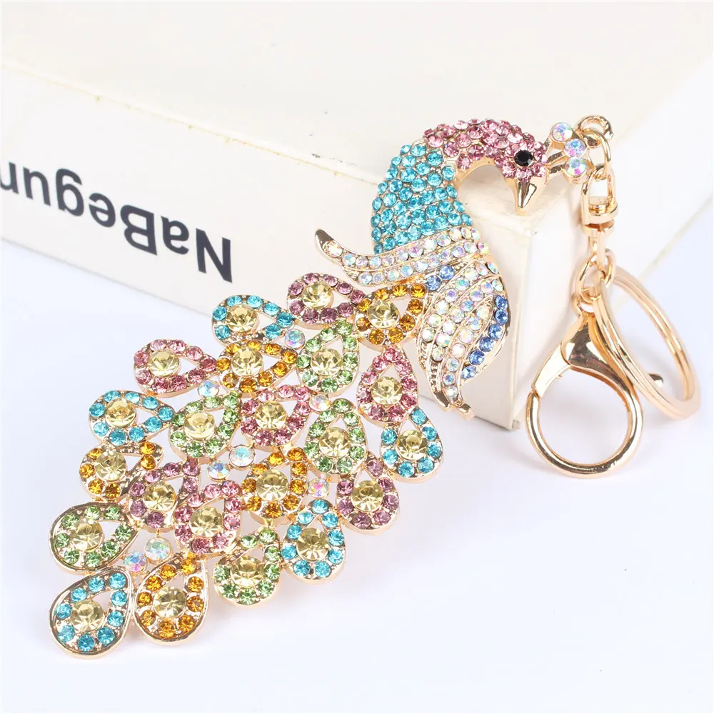 Multi-Color Colorful Peacock Bird Pendant Charm Rhinestone Crystal Purse Bag Keyring Key Chain Wedding Party Gift
Multi-Color Colorful Peacock Bird Pendant Charm Rhinestone Crystal Purse Bag Keyring Key Chain Wedding Party Gift