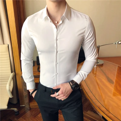 Мужская рубашка, приталенная, мужская рубашка, деловая, Camisa Masculina, с длинным рукавом, однотонная, черная, белая, высокое качество, 2018 Mauchley
Мужская рубашка, приталенная, мужская рубашка, деловая, Camisa Masculina, с длинным рукавом, однотонная, черная, белая, высокое качество, 2018 Mauchley