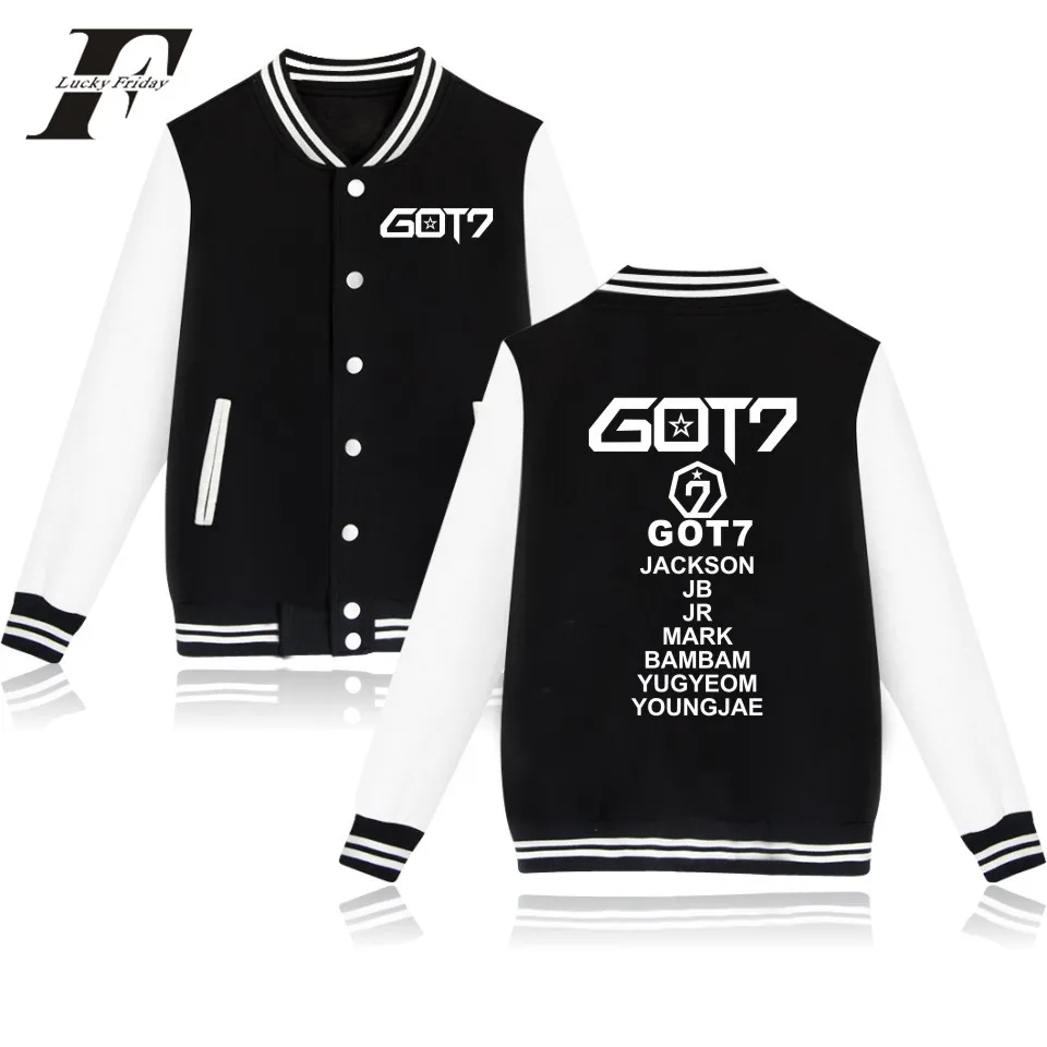 LUCKYFRIDAYF GOT7 kpop fashion hip hop style Baseball Jacket men women Sweatshirts coats casual long sleeve hoodies Jackets tops
LUCKYFRIDAYF GOT7 kpop fashion hip hop style Baseball Jacket men women Sweatshirts coats casual long sleeve hoodies Jackets tops