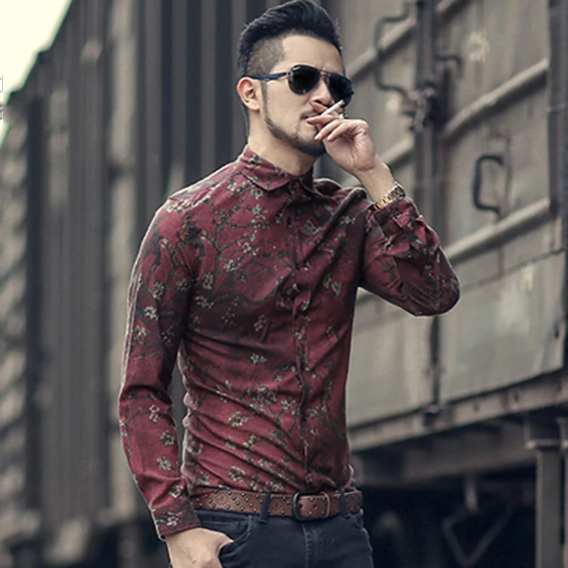 Men new winter Vintage shirt printed flower long sleeve shirt men slim fashion cotton European style quality brand shirt S2333
Men new winter Vintage shirt printed flower long sleeve shirt men slim fashion cotton European style quality brand shirt S2333