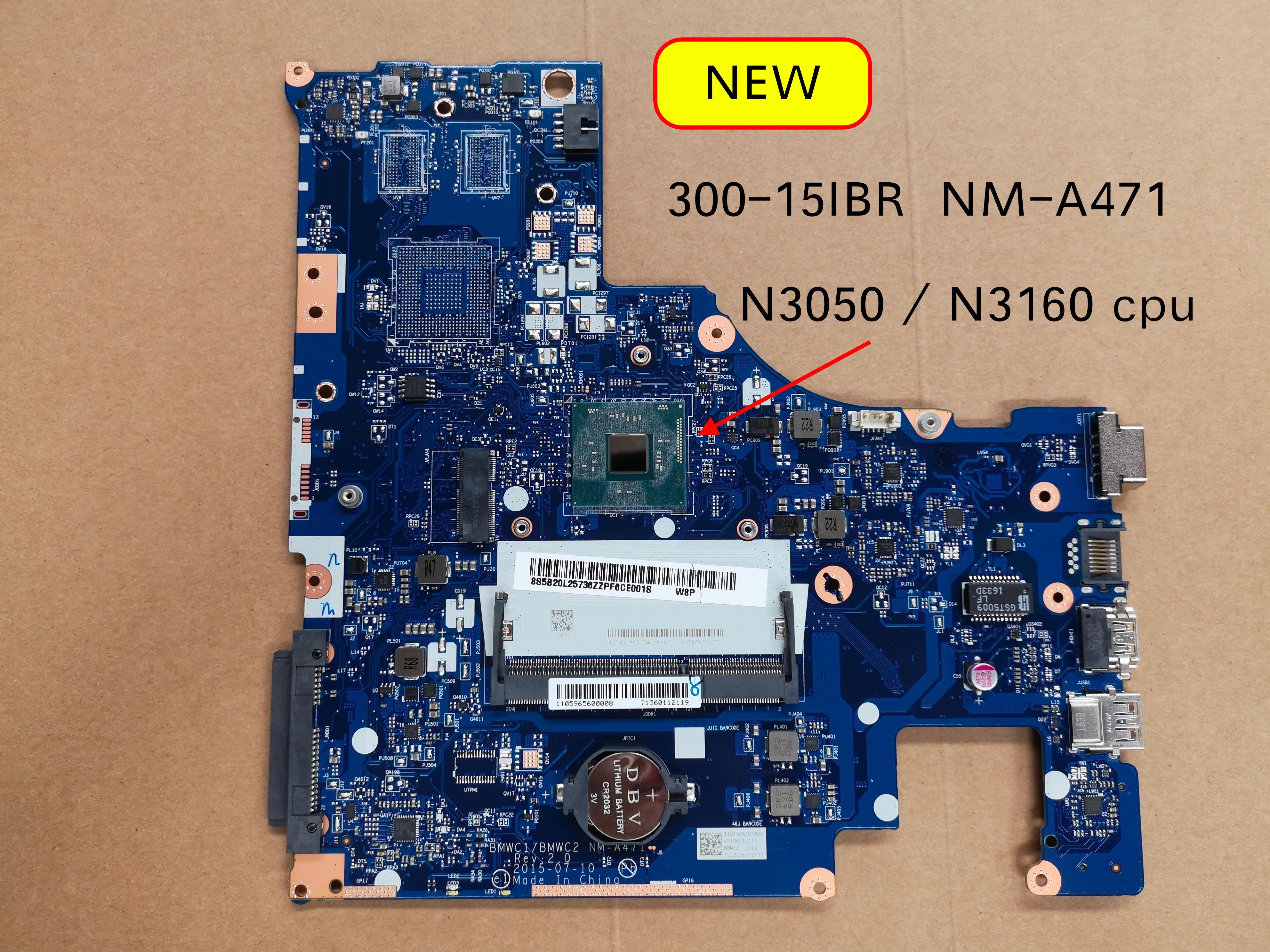100% Tested BMWC1/BMWC2 nm-a471 mainboard For Lenovo 300-15ibr 300 15IBR Laptop motherboard
100% Tested BMWC1/BMWC2 nm-a471 mainboard For Lenovo 300-15ibr 300 15IBR Laptop motherboard