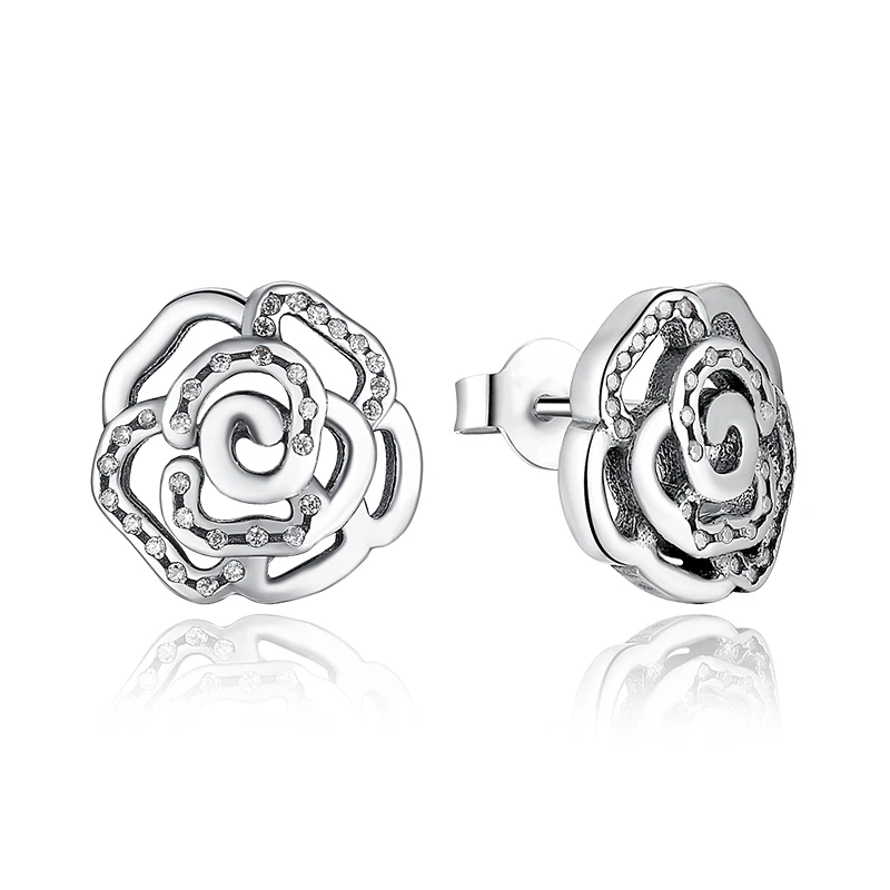 BK Original 925 Sterling Silver Shimmering Rose Petals Flower Stud Earrings with Clear CZ Fashion Jewelry
BK Original 925 Sterling Silver Shimmering Rose Petals Flower Stud Earrings with Clear CZ Fashion Jewelry