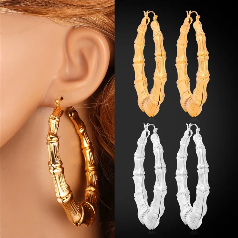 Kpop Earrings For Women High Quality yellow Gold/Silver Color Jewelry Earring Fashion Big Bamboo Hoop Earrings E953
Kpop Earrings For Women High Quality yellow Gold/Silver Color Jewelry Earring Fashion Big Bamboo Hoop Earrings E953
