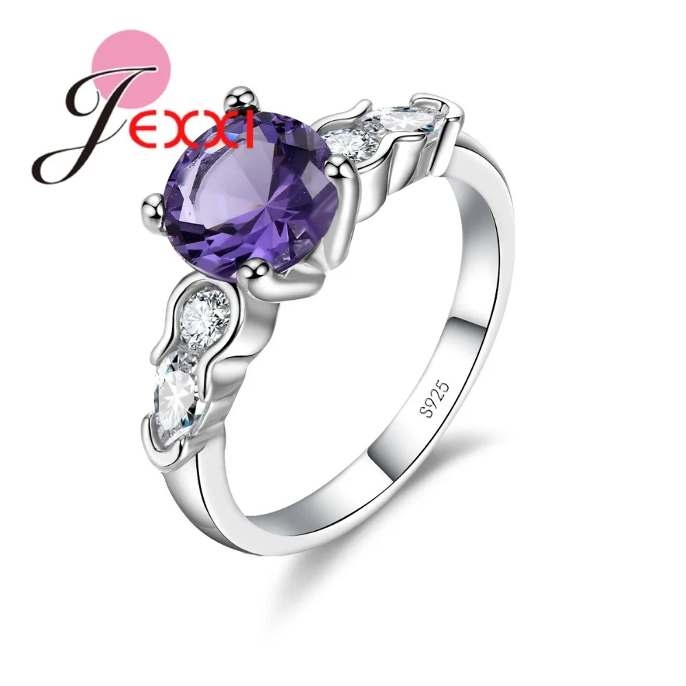 Luxury 925 Sterling Silver Brand Jewelry Women Elegant Round Colorful Crystal Finger Ring 5 Color Choose for Wedding
Luxury 925 Sterling Silver Brand Jewelry Women Elegant Round Colorful Crystal Finger Ring 5 Color Choose for Wedding