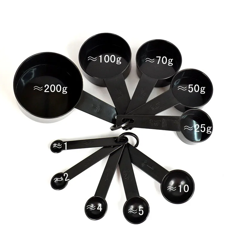 10Pcs/set Black Plastic Measuring Cups And Measuring Spoon Scoop Baking Coffee Tea Kitchen Measuring Tool 10 Sizes
10Pcs/set Black Plastic Measuring Cups And Measuring Spoon Scoop Baking Coffee Tea Kitchen Measuring Tool 10 Sizes