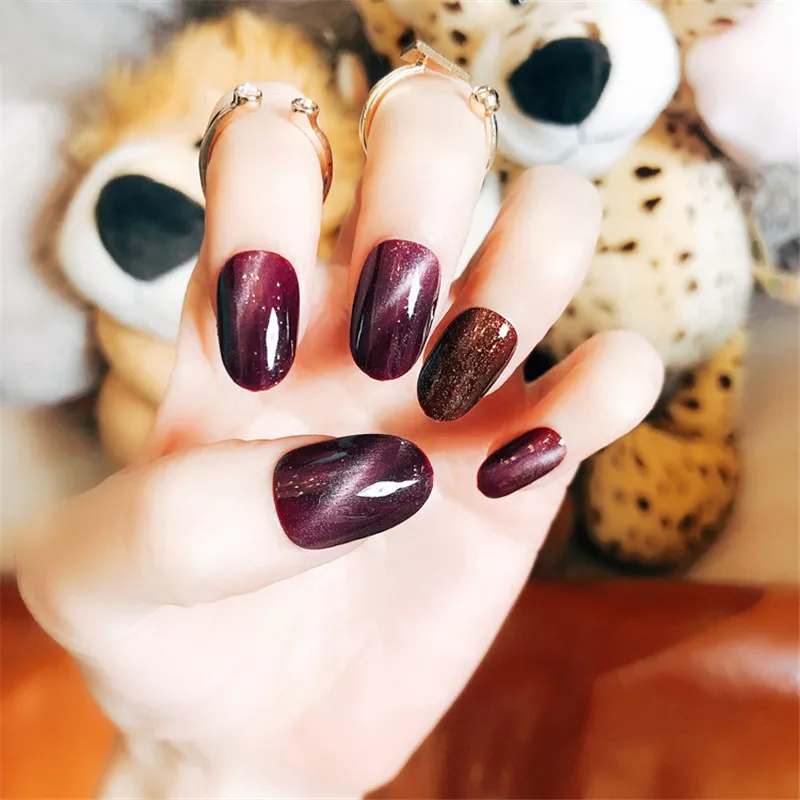 24pcs high quality fashion popular solid color shiny cat eye fake nail patch 3D charm DIY nail art jewelry design
24pcs high quality fashion popular solid color shiny cat eye fake nail patch 3D charm DIY nail art jewelry design