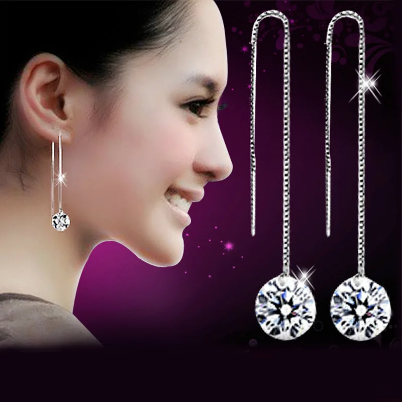 100% 925 sterling silver fashion shiny crystal box chain ladies`drop earrings jewelry women Anti allergy wedding gift cheap
100% 925 sterling silver fashion shiny crystal box chain ladies`drop earrings jewelry women Anti allergy wedding gift cheap