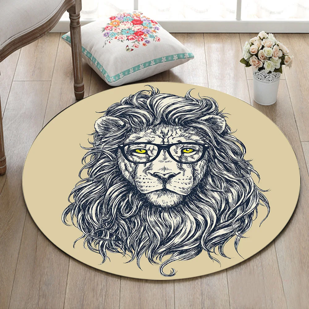 A Lion With Glasses Round Indoor Living Room Floor Area Rugs Children's Room Cushion Kitchen Non-Slip Carpet Home Study Door Mat
A Lion With Glasses Round Indoor Living Room Floor Area Rugs Children's Room Cushion Kitchen Non-Slip Carpet Home Study Door Mat