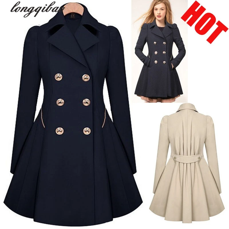 2017 European and American women's double-breasted long sleeves in a long section of pure color Slim trench coat AL7629
2017 European and American women's double-breasted long sleeves in a long section of pure color Slim trench coat AL7629
