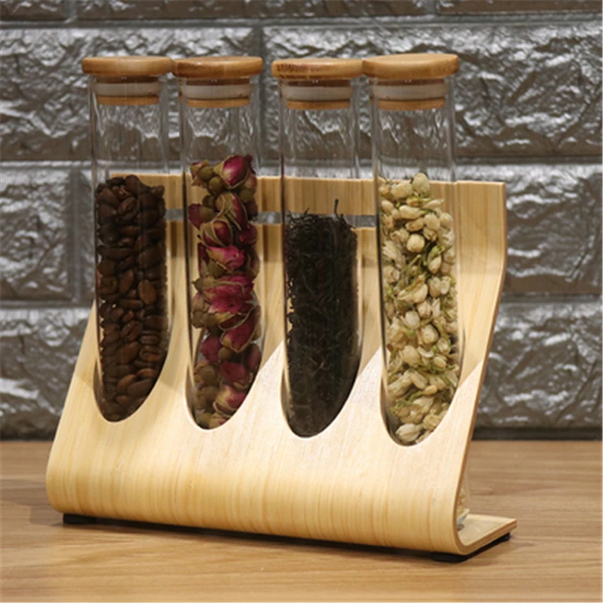 Creative Wooden Coffee Beans Flower Tea Display Rack Stand Cereals canister Glass Test Tube sealed Storage Decorative Ornaments
Creative Wooden Coffee Beans Flower Tea Display Rack Stand Cereals canister Glass Test Tube sealed Storage Decorative Ornaments