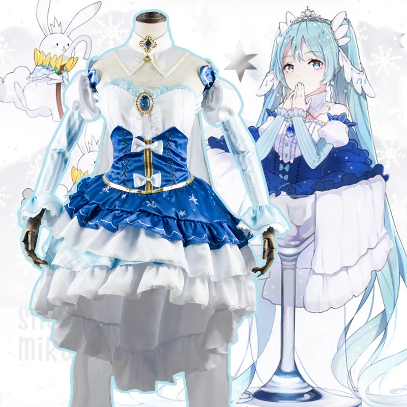 2019 Горячее предложение! Косплей Vocaloid V девушка Снежная Мику звезда и снег