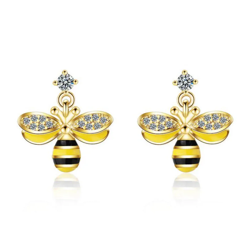 Fashion Women 925 Silver Gold Color Clear Zircon Yellow Enamel Cute Animal Bees Dangle Earring Female Party Earring Jewelry E710
Fashion Women 925 Silver Gold Color Clear Zircon Yellow Enamel Cute Animal Bees Dangle Earring Female Party Earring Jewelry E710