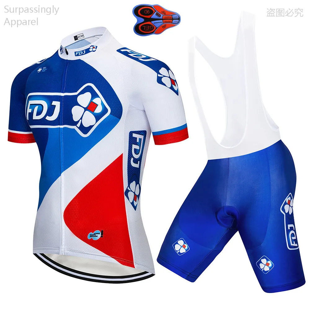 2019 профессиональные летние синие FDJ футболки для велоспорта с коротким рукавом