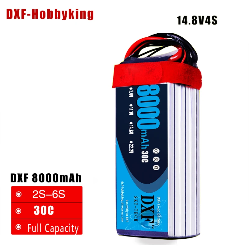 DXF Bateria AKKU 4S 14.8V 8000mah 30C LiPo Battery Tplug/XT60/EC5/TRX for RC Helicopter Airplane Car Boat
DXF Bateria AKKU 4S 14.8V 8000mah 30C LiPo Battery Tplug/XT60/EC5/TRX for RC Helicopter Airplane Car Boat